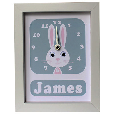 Stripey Cats Personalised Rhonda Rabbit Framed Clock, 23 x 18cm Blue Stripey Cats Personalised Rhonda Rabbit Framed Clock, 23 x 18cm Blue